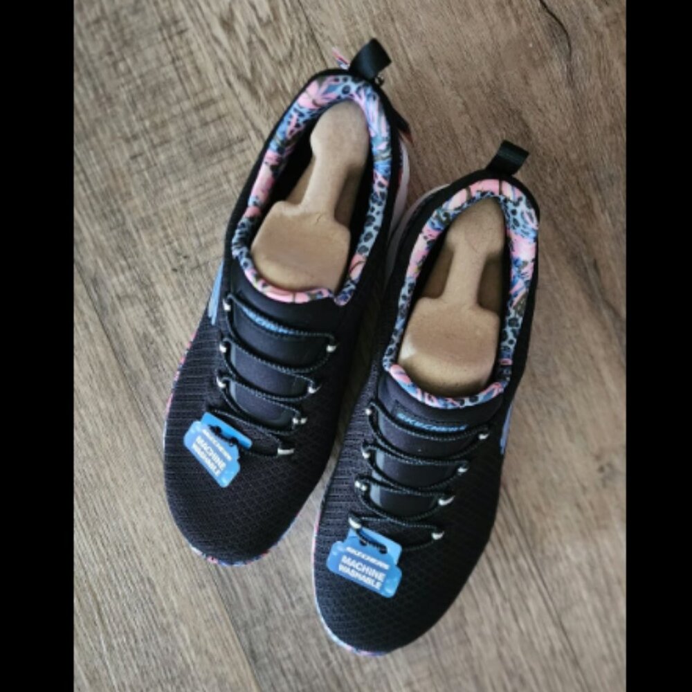 Skechers Summits Vegan Washable Bungee Sneakers - Party Mix /Black Multi, 7 Wide - Picture 5 of 10